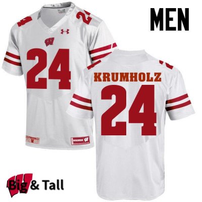 Men's Wisconsin Badgers NCAA #24 Adam Krumholz White Authentic Under Armour Big & Tall Stitched College Football Jersey PY31H27DI